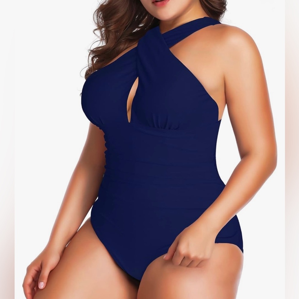 W YOU DI AN Women's Swimsuits One Piece Tummy Control Front Cross Backless